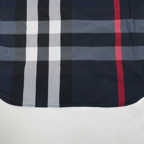 Burberry Men's Check Cotton Short Sleeve Shirt Navy Size XL - Picture 7 of 12